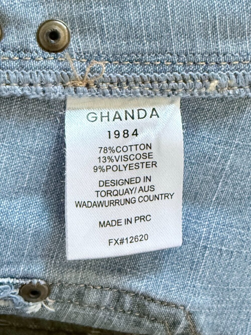 Ghanda Vintage Utility Denim Maxi Skirt - Paneled Boho A-Line Light Wash - Picture 11 of 13